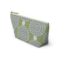 Lace Hexagon Accessory Pouch w T-bottom in Green